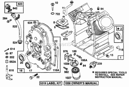 Part Location Diagram of 272984 Briggs and Stratton Owners Manual